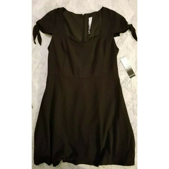 ✨️CL Kensie Black Sweetheart Neckline Tie Cap Sleeve Fit Flare Dress New Size L - Picture 1 of 9